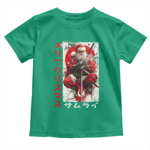 Christmas Samurai Santa Toddler T Shirt Japanese Xmas Warrior Ukiyo-e Art TS11 Irish Green Print Your Wear