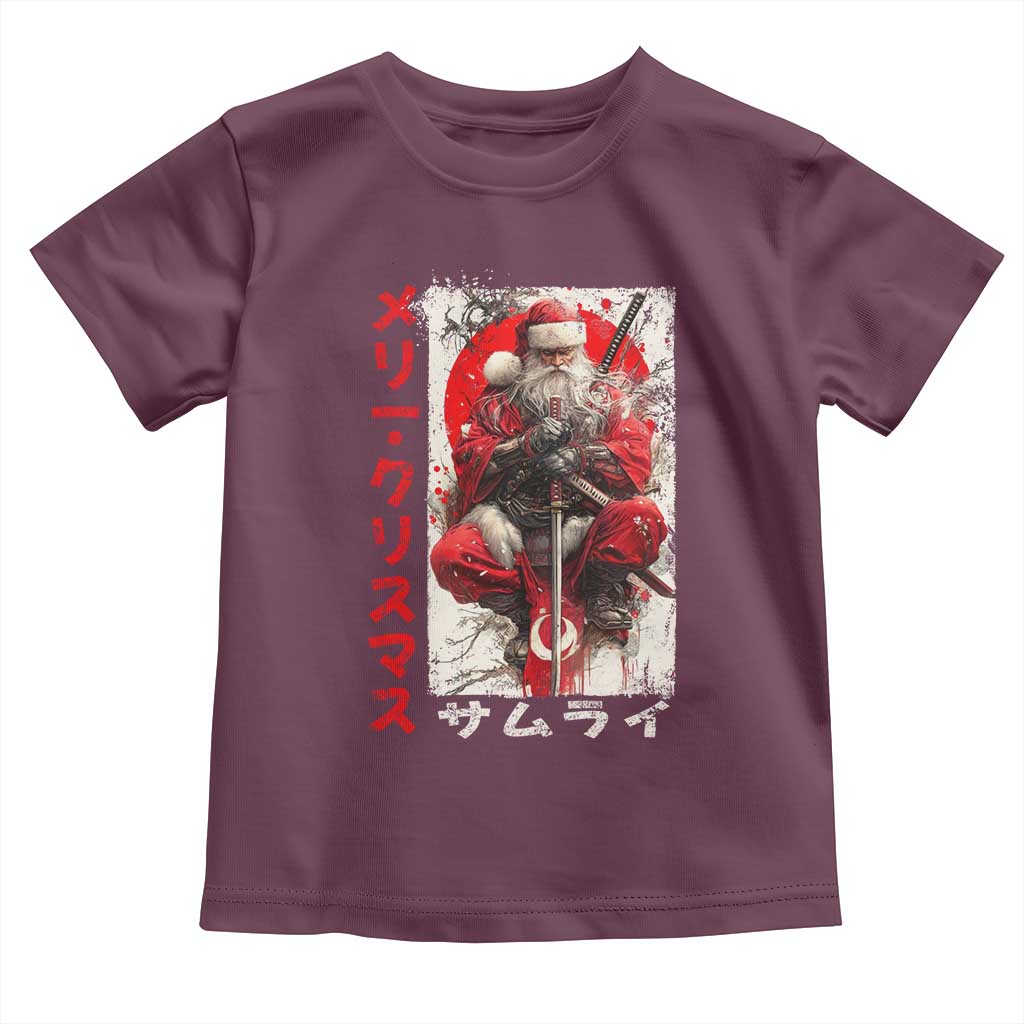 Christmas Samurai Santa Toddler T Shirt Japanese Xmas Warrior Ukiyo-e Art TS11 Maroon Print Your Wear