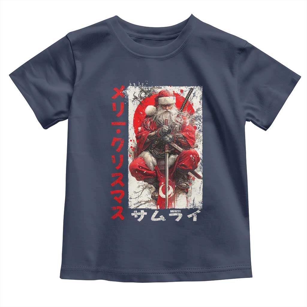 Christmas Samurai Santa Toddler T Shirt Japanese Xmas Warrior Ukiyo-e Art TS11 Navy Print Your Wear