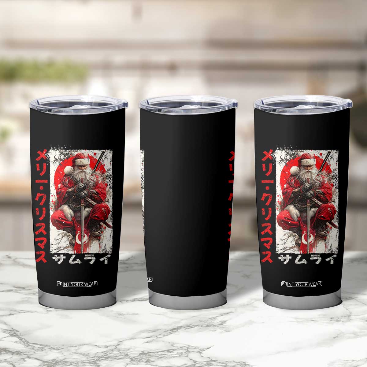 Christmas Samurai Santa Tumbler Cup Japanese Xmas Warrior Ukiyo-e Art TS11 Print Your Wear