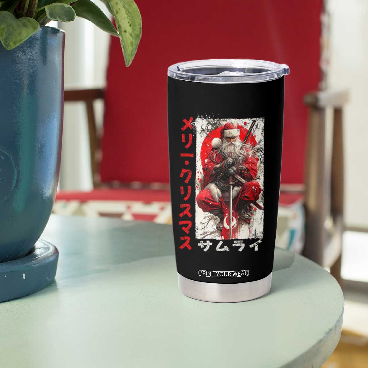 Christmas Samurai Santa Tumbler Cup Japanese Xmas Warrior Ukiyo-e Art TS11 Print Your Wear