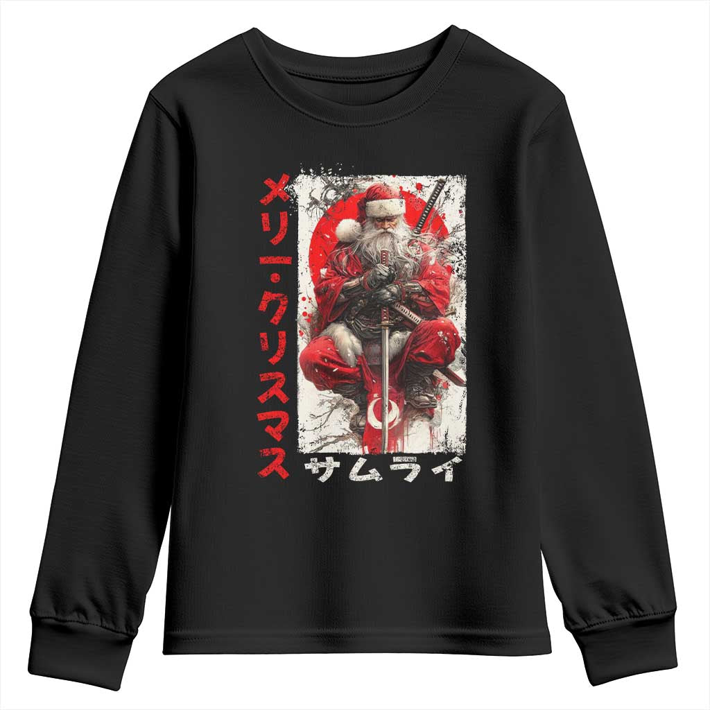 Christmas Samurai Santa Youth Sweatshirt Japanese Xmas Warrior Ukiyo-e Art TS11 Black Print Your Wear