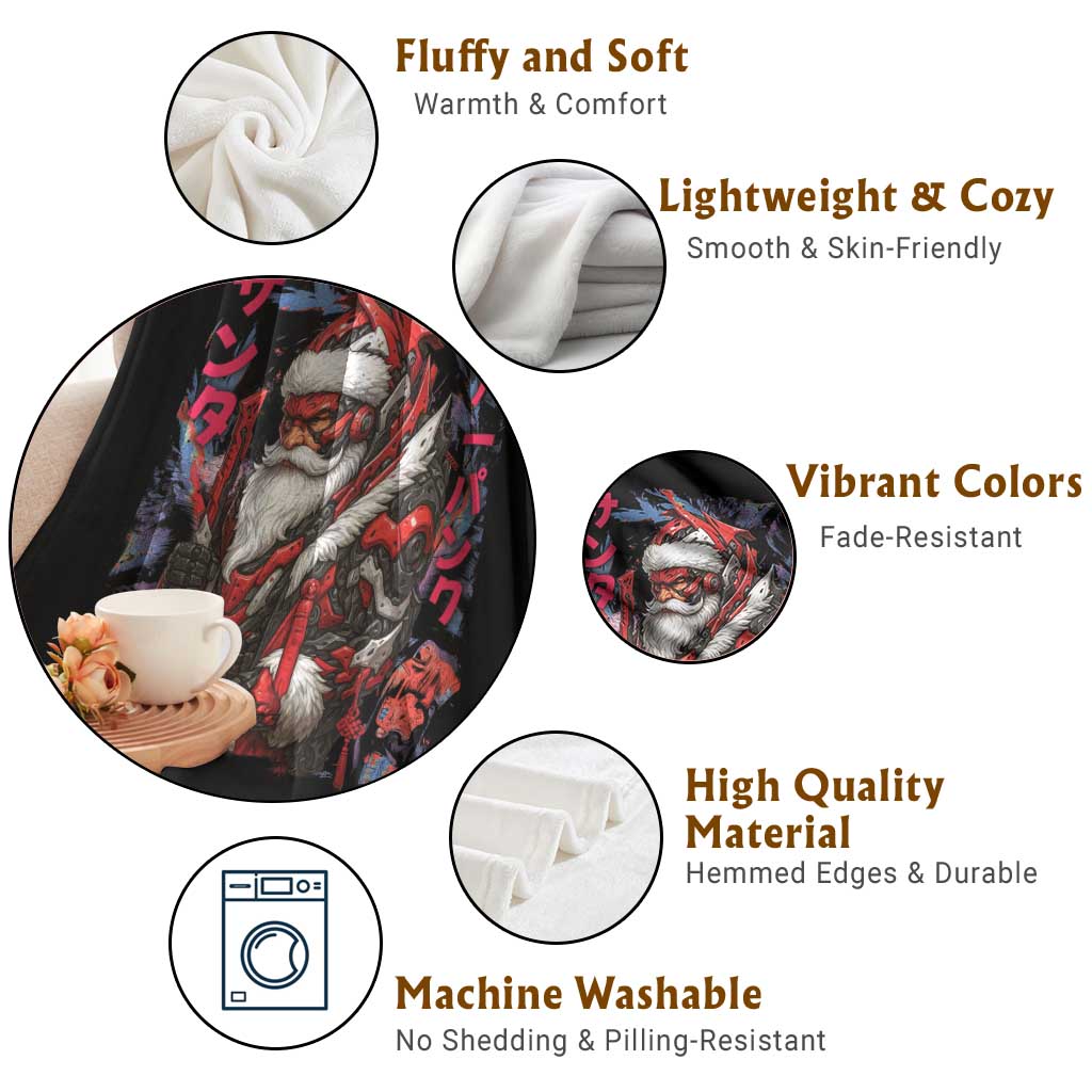 Christmas Cyberpunk Santa Throw Blanket Japanese Xmas Techwear Manga Anime TS11 Print Your Wear