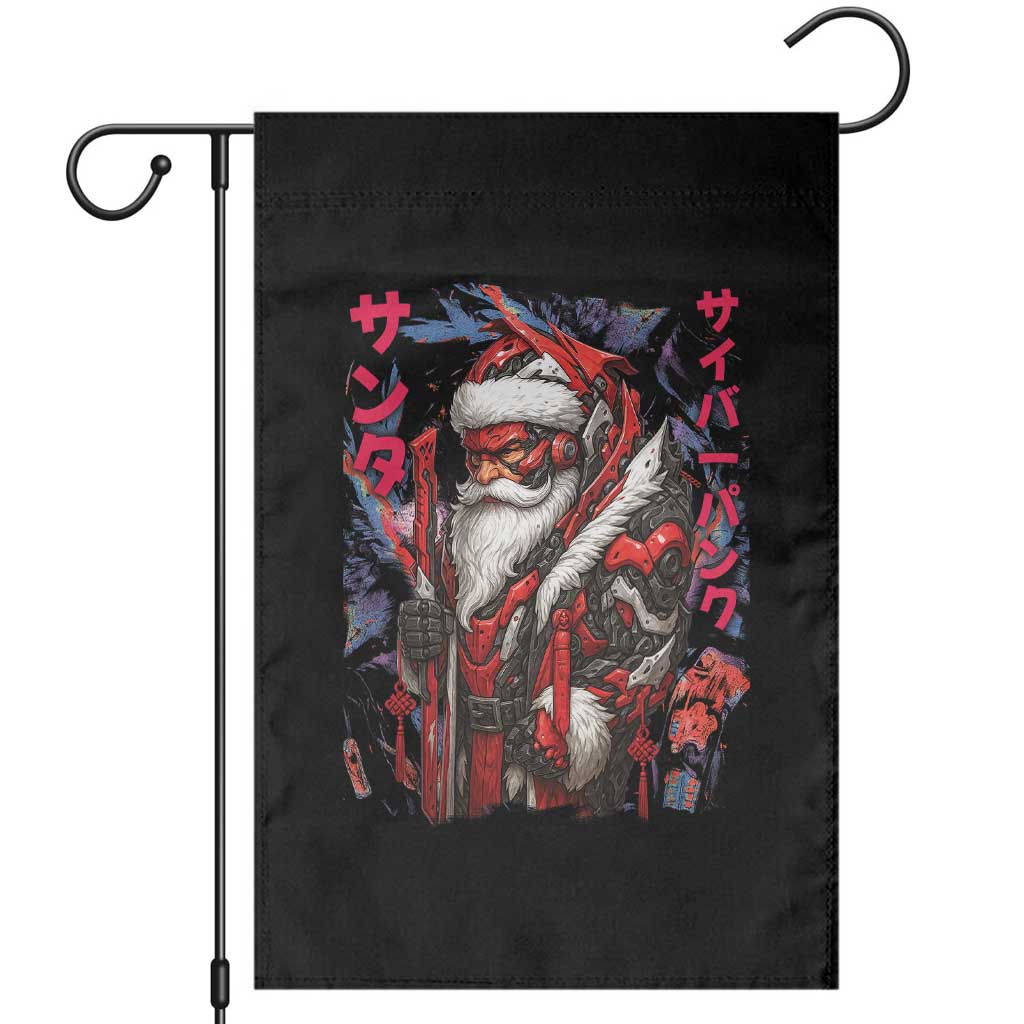 Christmas Cyberpunk Santa Garden Flag Japanese Xmas Techwear Manga Anime TS11 Black Print Your Wear