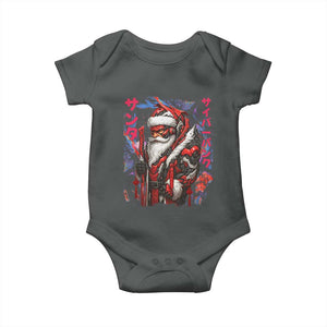Christmas Cyberpunk Santa Baby Onesie Japanese Xmas Techwear Manga Anime TS11 Dark Heather Print Your Wear