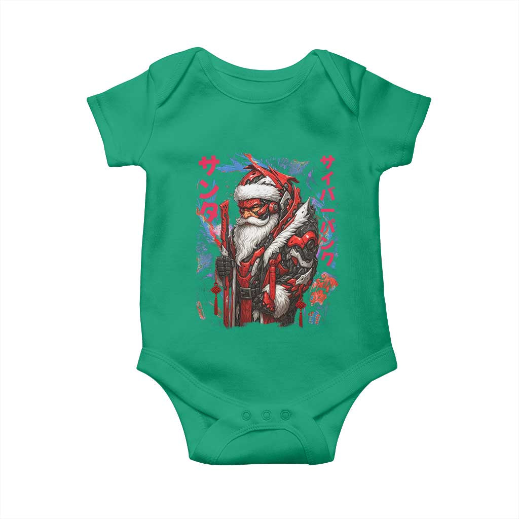 Christmas Cyberpunk Santa Baby Onesie Japanese Xmas Techwear Manga Anime TS11 Irish Green Print Your Wear