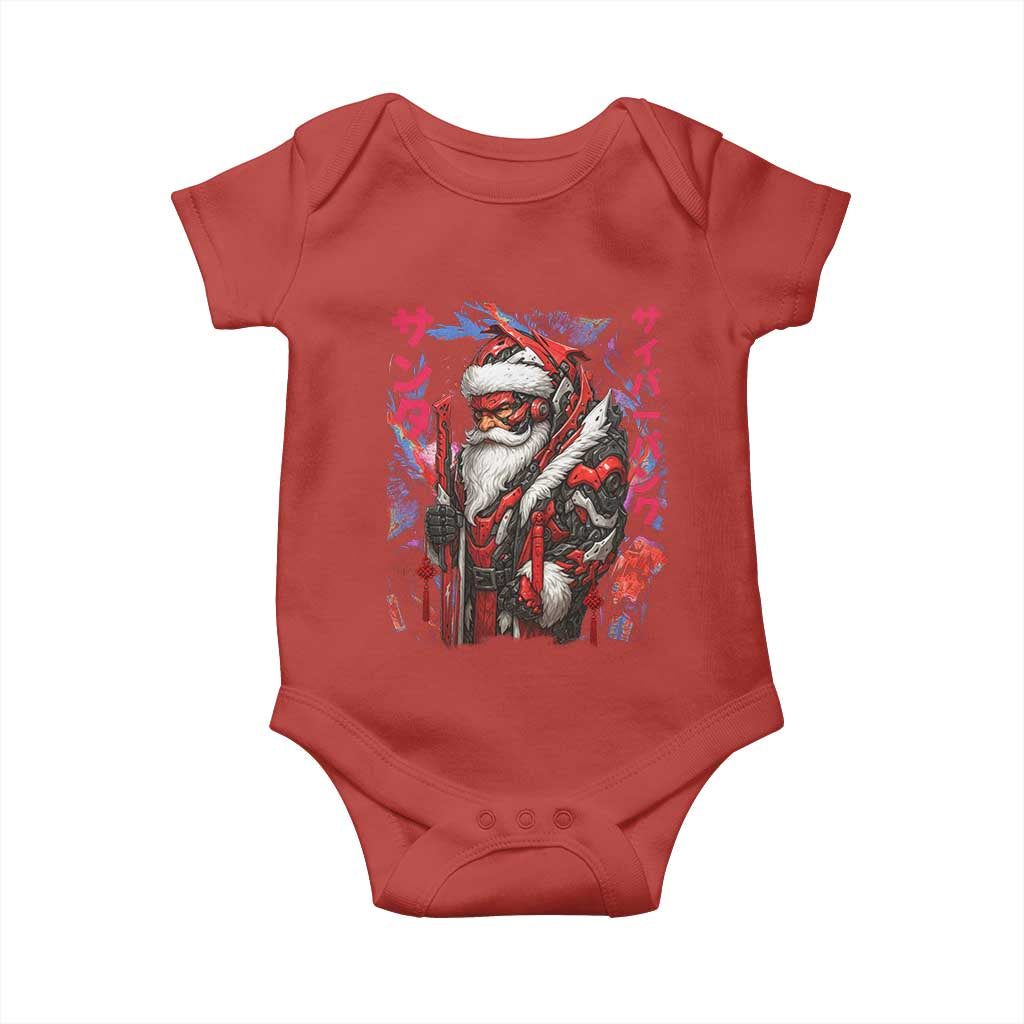 Christmas Cyberpunk Santa Baby Onesie Japanese Xmas Techwear Manga Anime TS11 Red Print Your Wear