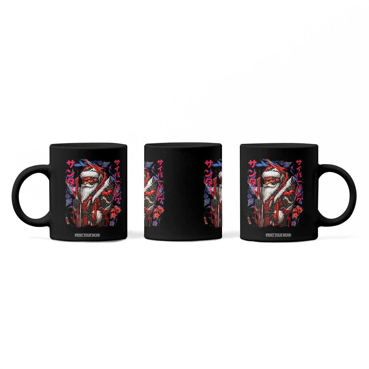 Christmas Cyberpunk Santa Coffee Mug Japanese Xmas Techwear Manga Anime TS11 Print Your Wear
