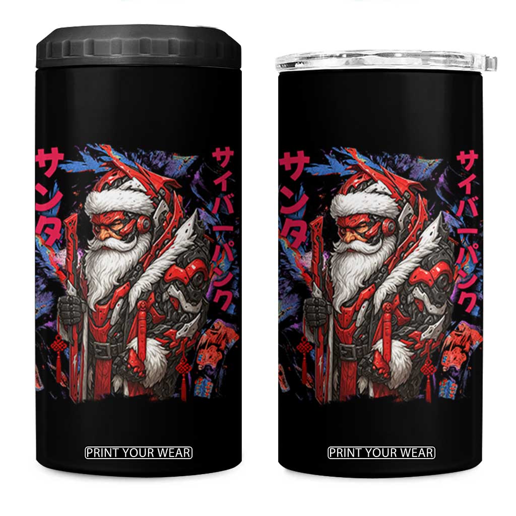 Christmas Cyberpunk Santa 4 in 1 Can Cooler Tumbler Japanese Xmas Techwear Manga Anime TS11 One Size: 16 oz Black Print Your Wear