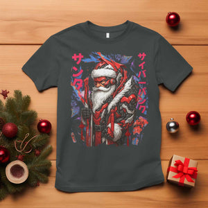 Christmas Cyberpunk Santa T Shirt Japanese Xmas Techwear Manga Anime TS11 Dark Heather Print Your Wear