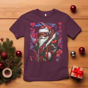 Christmas Cyberpunk Santa T Shirt Japanese Xmas Techwear Manga Anime TS11 Maroon Print Your Wear