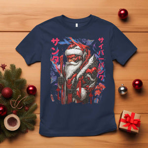 Christmas Cyberpunk Santa T Shirt Japanese Xmas Techwear Manga Anime TS11 Navy Print Your Wear
