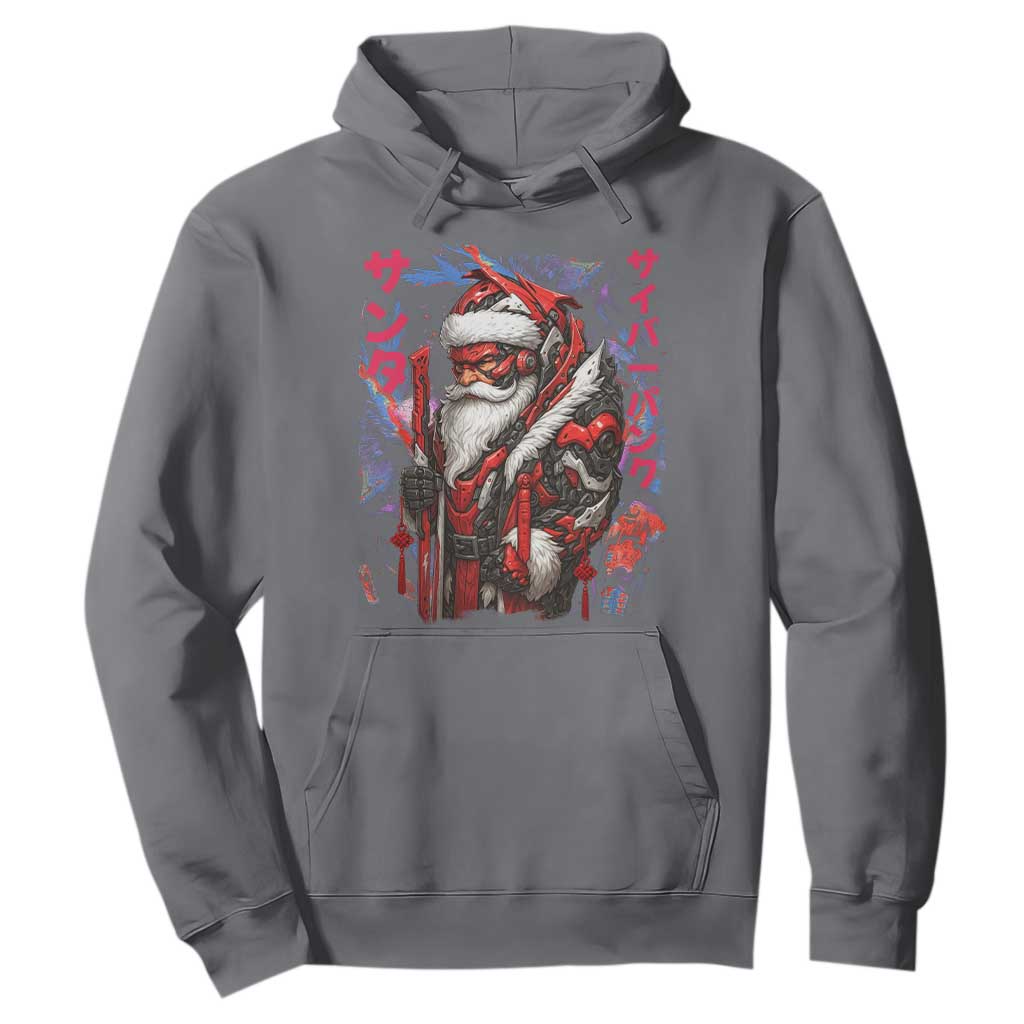 Christmas Cyberpunk Santa Hoodie Japanese Xmas Techwear Manga Anime TS11 Charcoal Print Your Wear