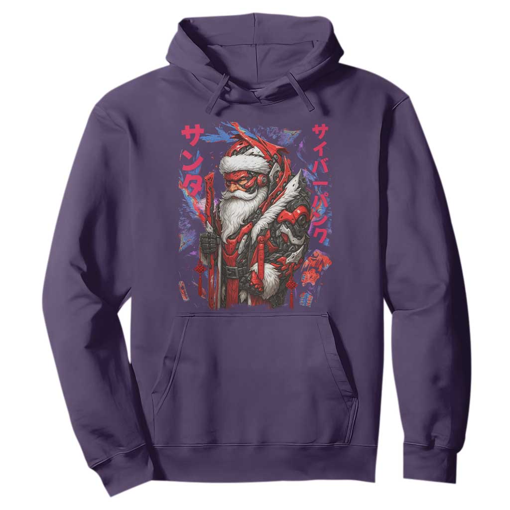 Christmas Cyberpunk Santa Hoodie Japanese Xmas Techwear Manga Anime TS11 Purple Print Your Wear
