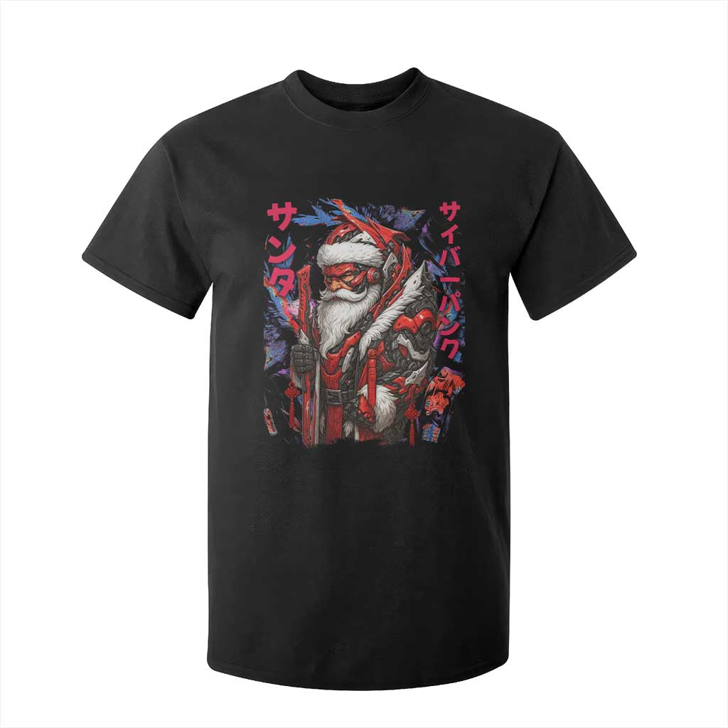 Christmas Cyberpunk Santa T Shirt For Kid Japanese Xmas Techwear Manga Anime TS11 Black Print Your Wear