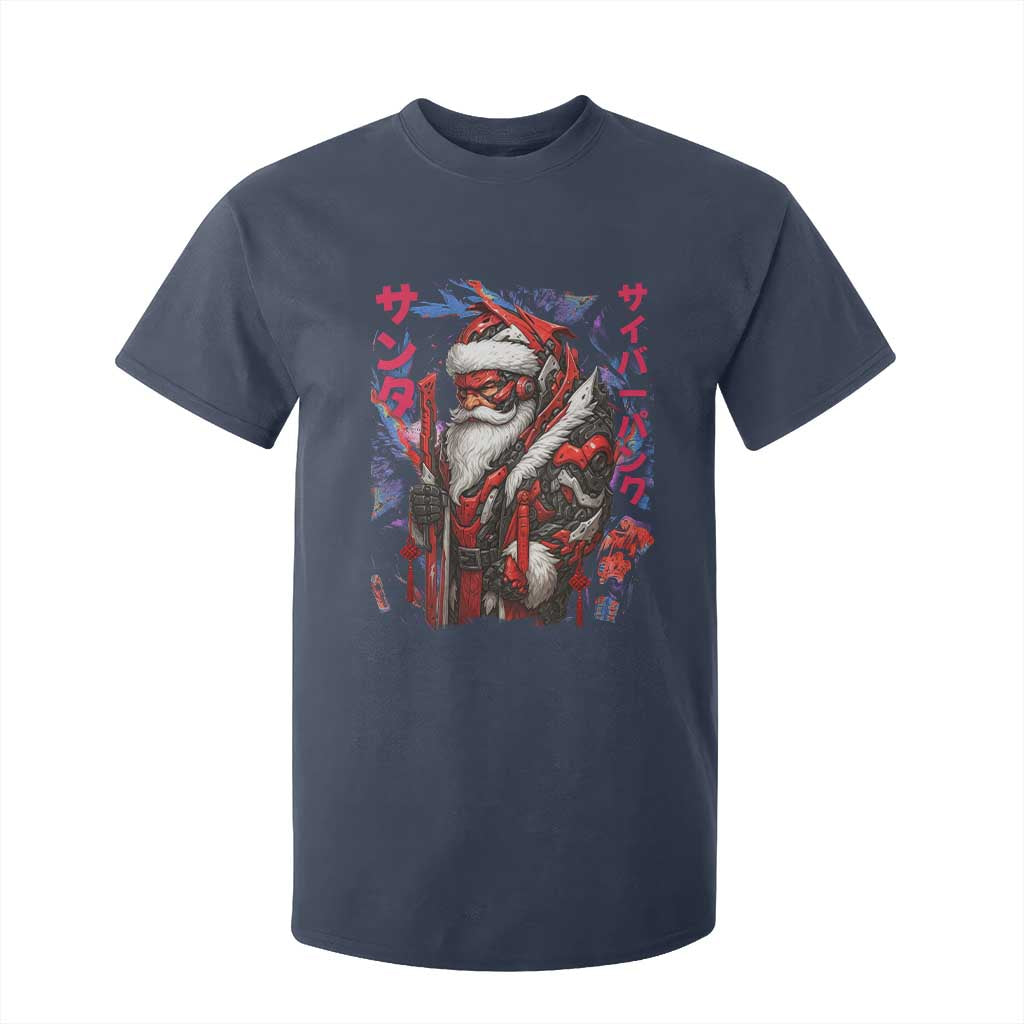 Christmas Cyberpunk Santa T Shirt For Kid Japanese Xmas Techwear Manga Anime TS11 Navy Print Your Wear