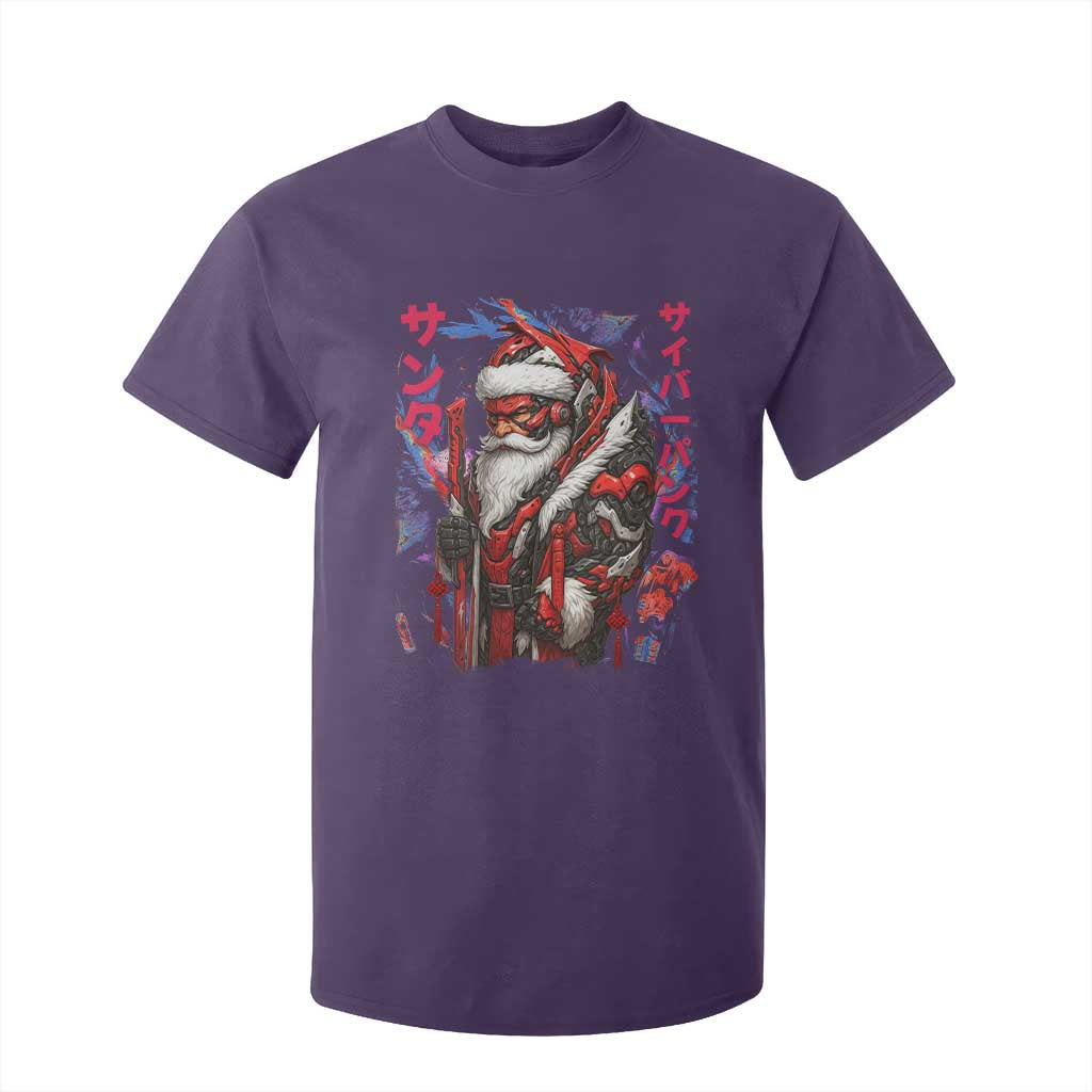 Christmas Cyberpunk Santa T Shirt For Kid Japanese Xmas Techwear Manga Anime TS11 Purple Print Your Wear