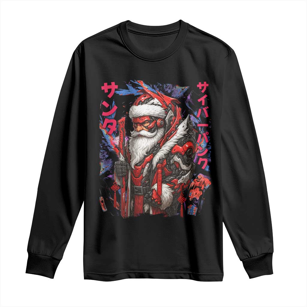 Christmas Cyberpunk Santa Long Sleeve Shirt Japanese Xmas Techwear Manga Anime TS11 Black Print Your Wear