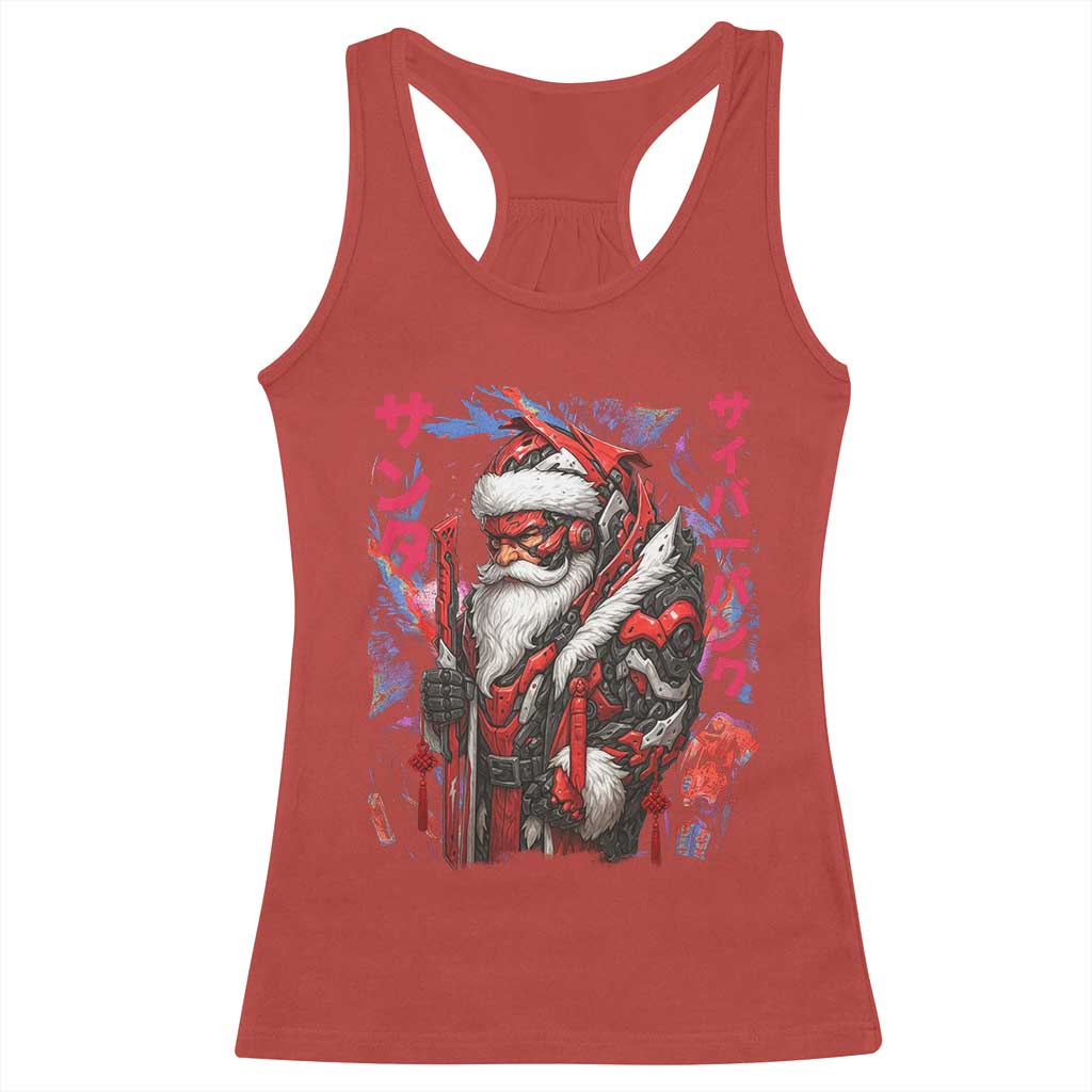 Christmas Cyberpunk Santa Racerback Tank Top Japanese Xmas Techwear Manga Anime TS11 Red Print Your Wear