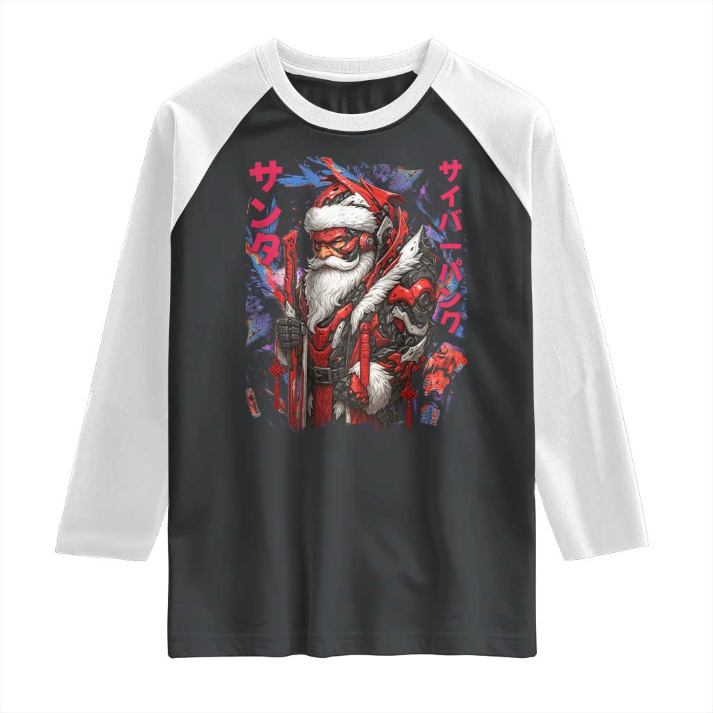 Christmas Cyberpunk Santa Raglan Shirt Japanese Xmas Techwear Manga Anime TS11 Black White Print Your Wear