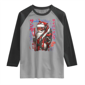 Christmas Cyberpunk Santa Raglan Shirt Japanese Xmas Techwear Manga Anime TS11 Sport Gray Black Print Your Wear