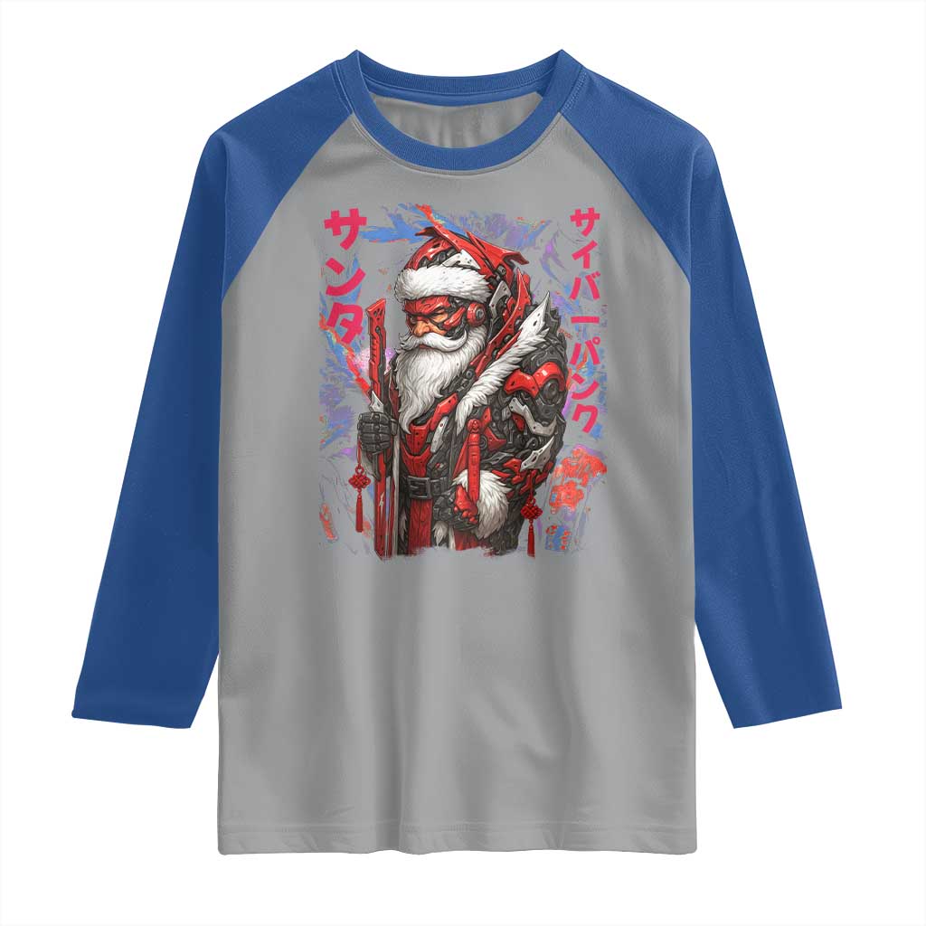Christmas Cyberpunk Santa Raglan Shirt Japanese Xmas Techwear Manga Anime TS11 Sport Gray Royal Print Your Wear
