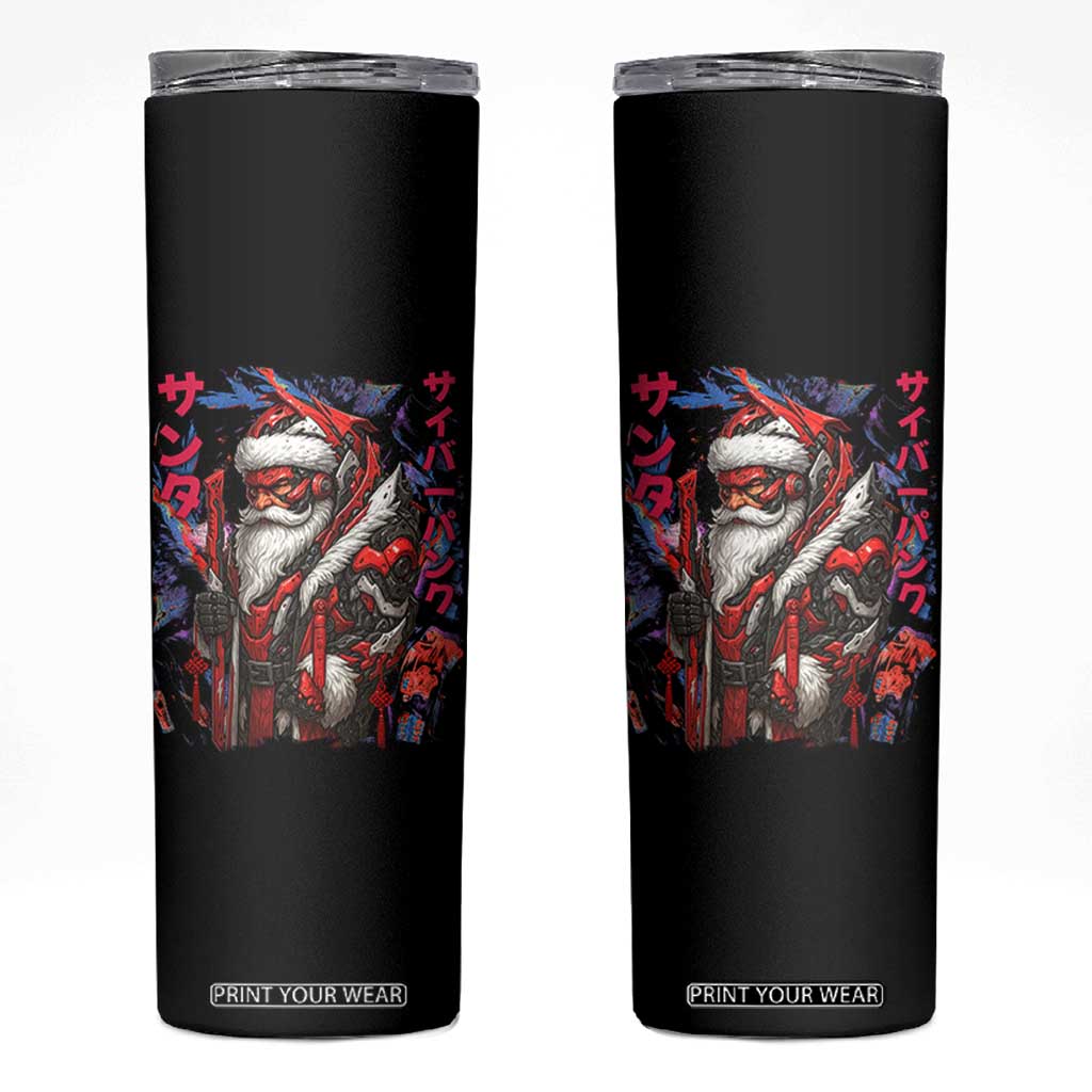 Christmas Cyberpunk Santa Skinny Tumbler Japanese Xmas Techwear Manga Anime TS11 Black Print Your Wear