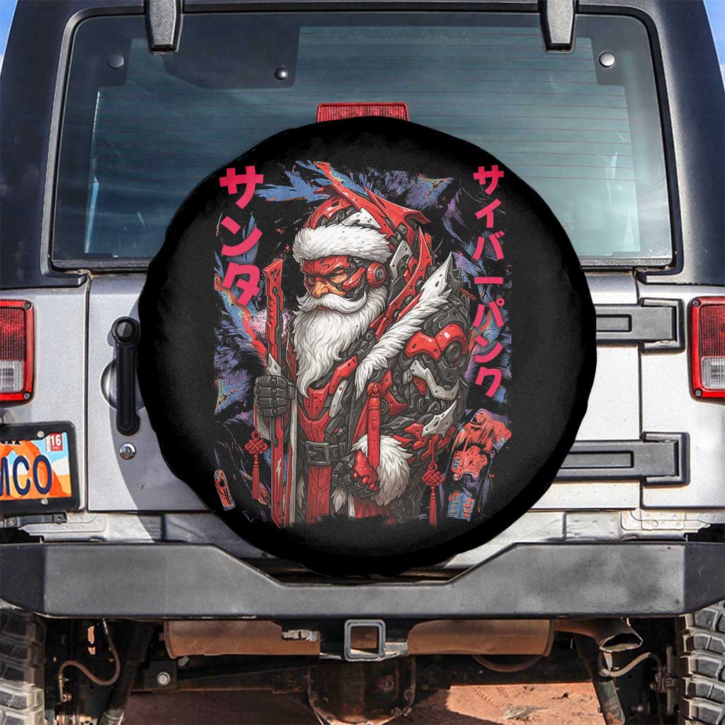 Christmas Cyberpunk Santa Spare Tire Cover Japanese Xmas Techwear Manga Anime TS11 No hole Black Print Your Wear