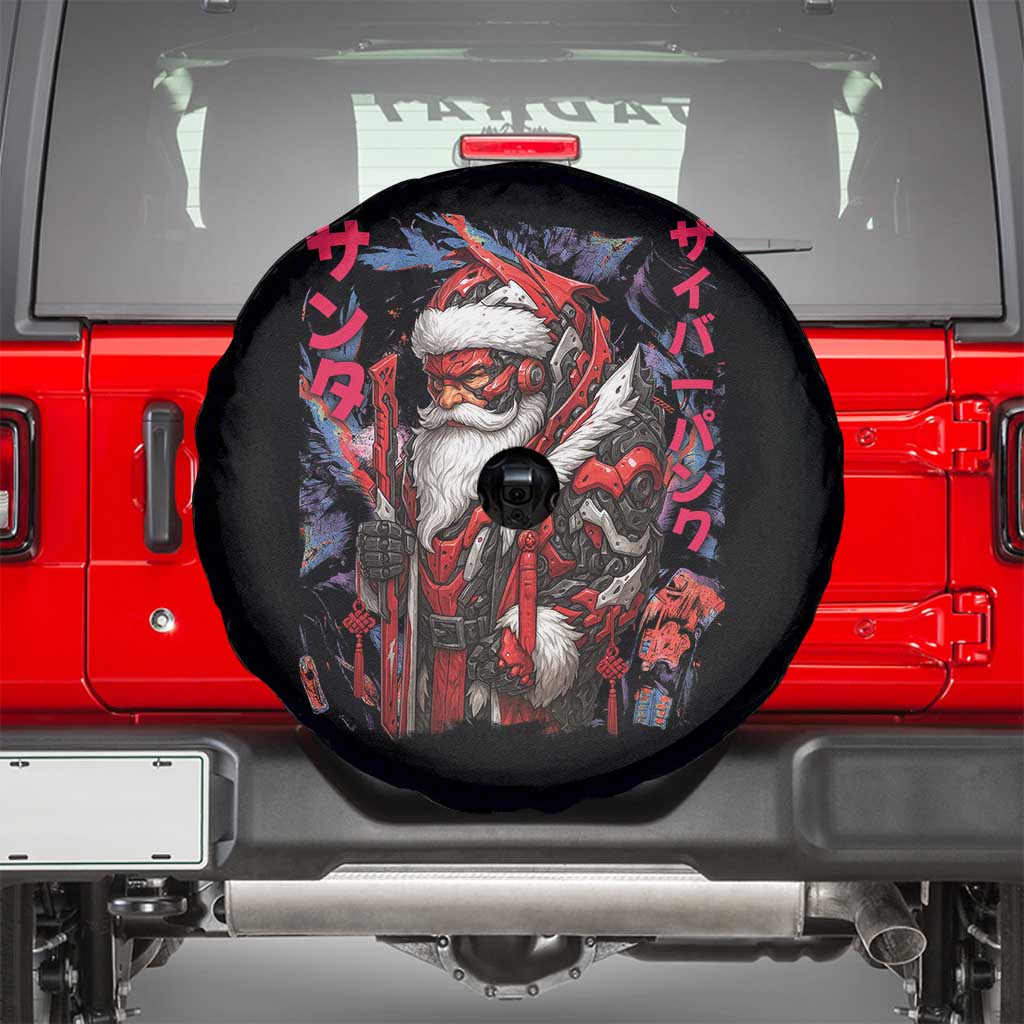 Christmas Cyberpunk Santa Spare Tire Cover Japanese Xmas Techwear Manga Anime TS11 Black Print Your Wear