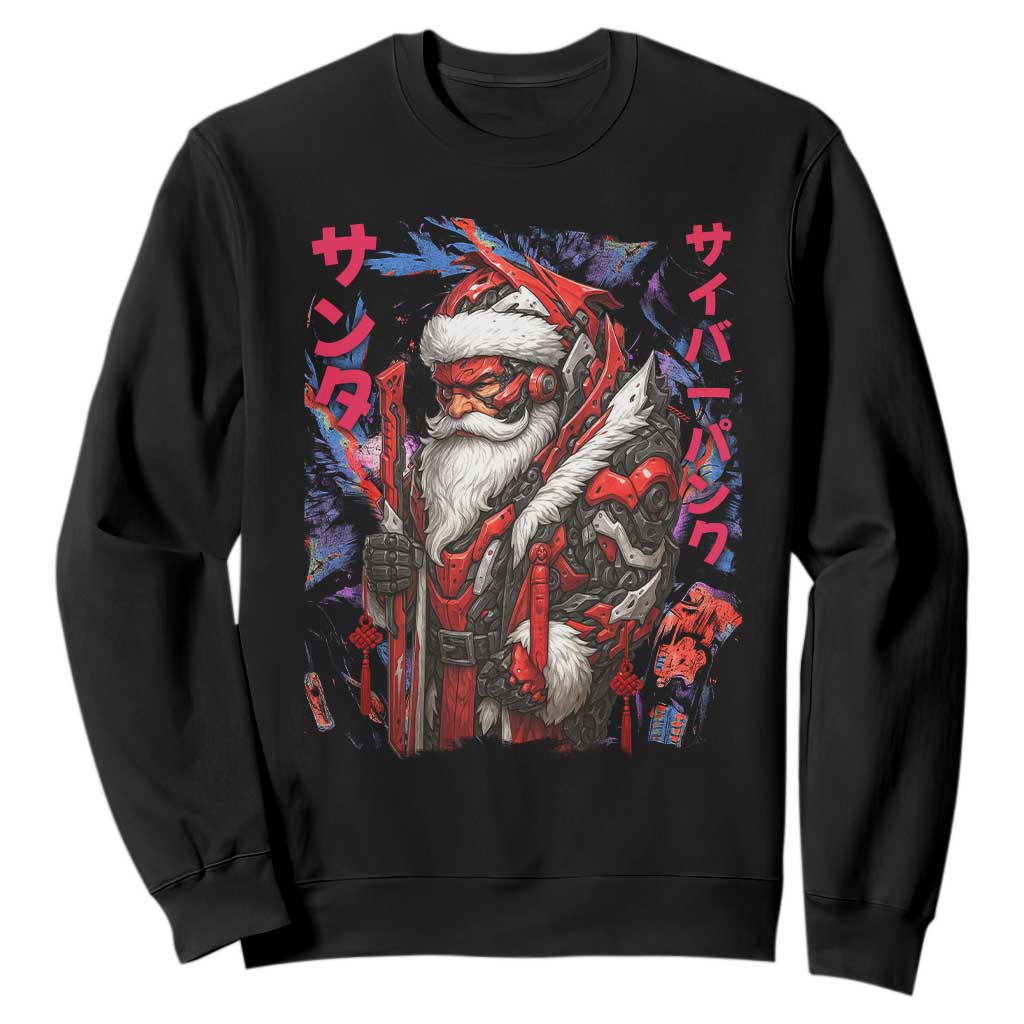 Christmas Cyberpunk Santa Sweatshirt Japanese Xmas Techwear Manga Anime TS11 Black Print Your Wear
