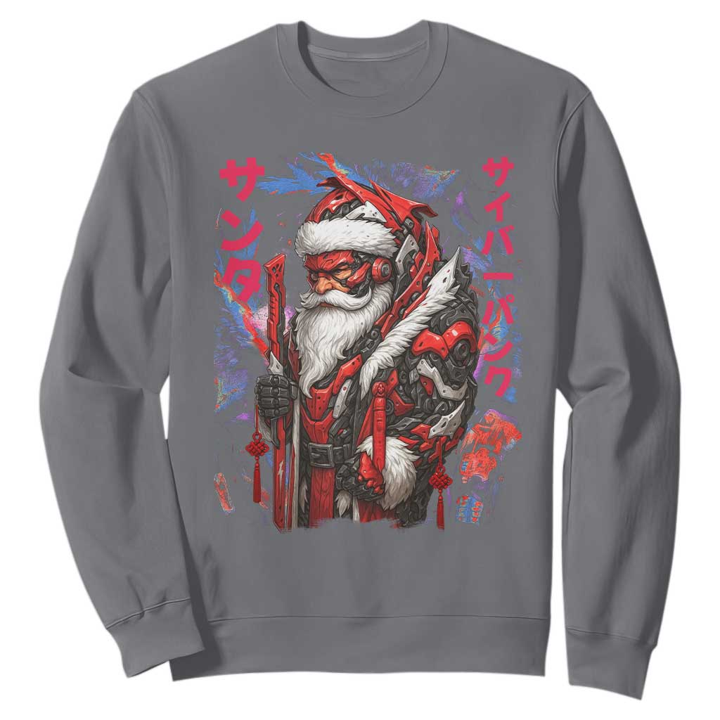 Christmas Cyberpunk Santa Sweatshirt Japanese Xmas Techwear Manga Anime TS11 Charcoal Print Your Wear