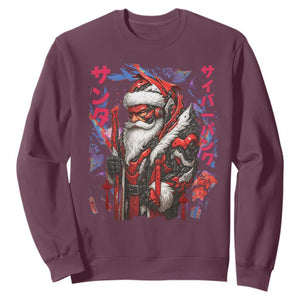 Christmas Cyberpunk Santa Sweatshirt Japanese Xmas Techwear Manga Anime TS11 Maroon Print Your Wear