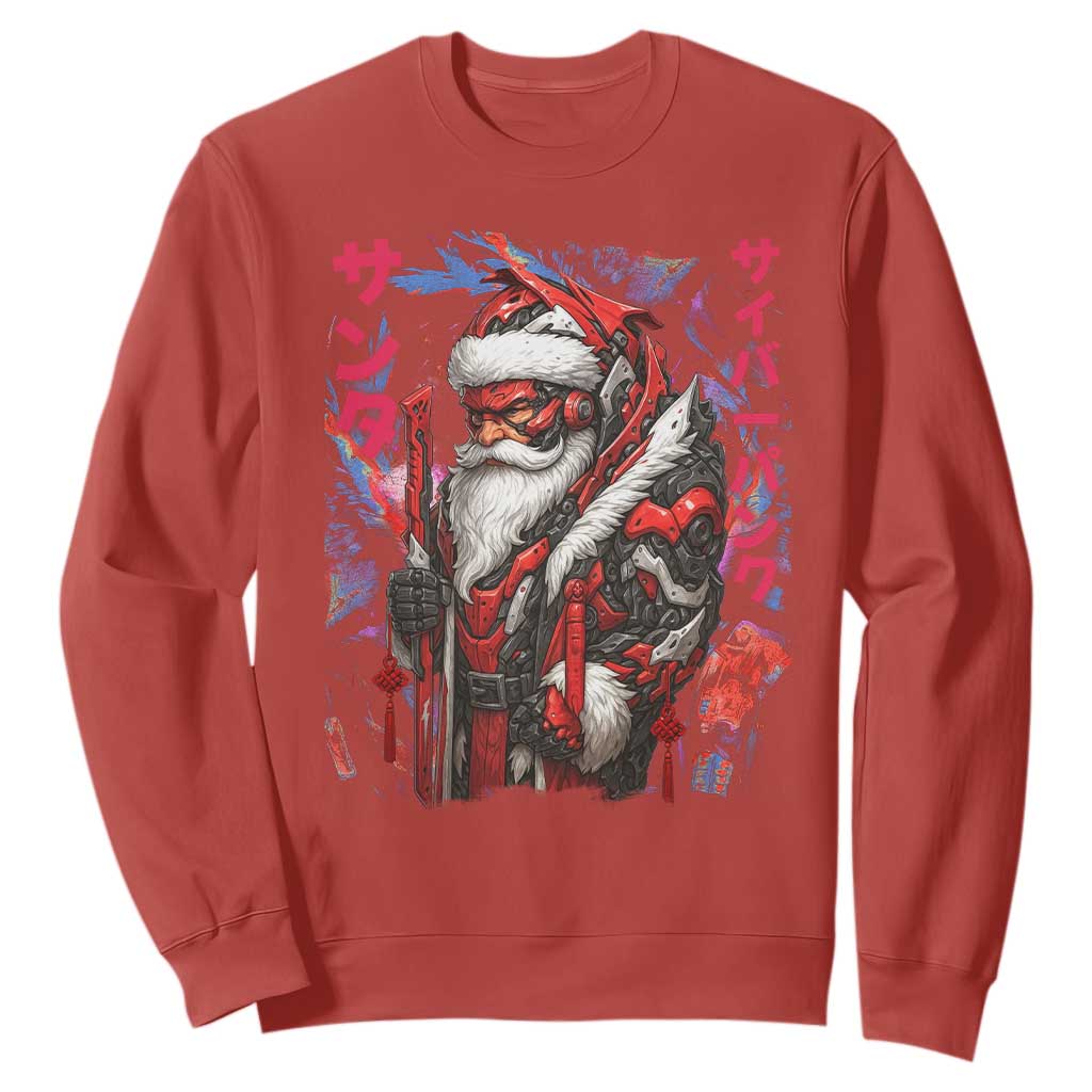 Christmas Cyberpunk Santa Sweatshirt Japanese Xmas Techwear Manga Anime TS11 Red Print Your Wear