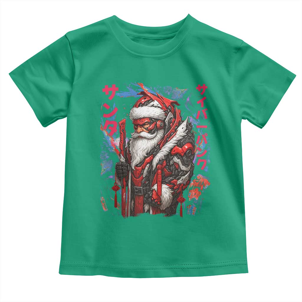 Christmas Cyberpunk Santa Toddler T Shirt Japanese Xmas Techwear Manga Anime TS11 Irish Green Print Your Wear
