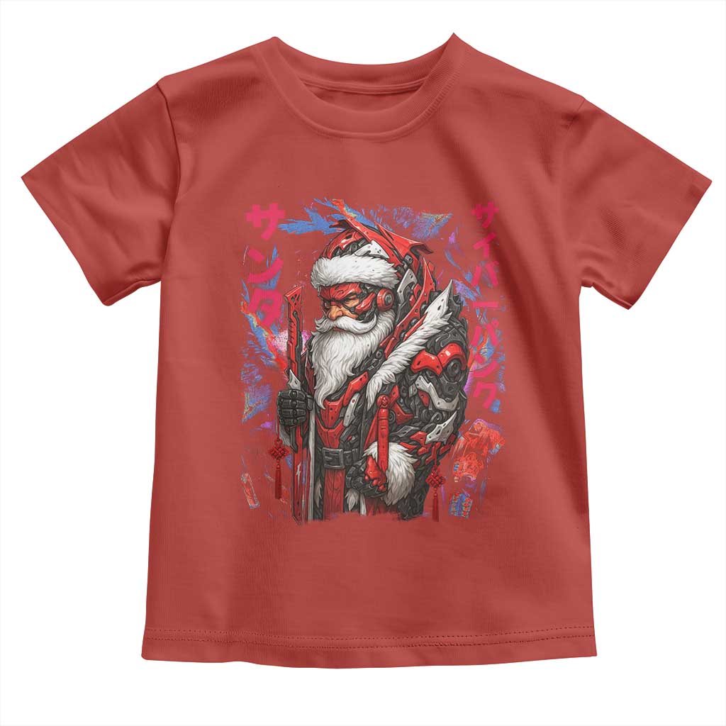 Christmas Cyberpunk Santa Toddler T Shirt Japanese Xmas Techwear Manga Anime TS11 Red Print Your Wear
