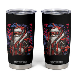 Christmas Cyberpunk Santa Tumbler Cup Japanese Xmas Techwear Manga Anime TS11 Black Print Your Wear