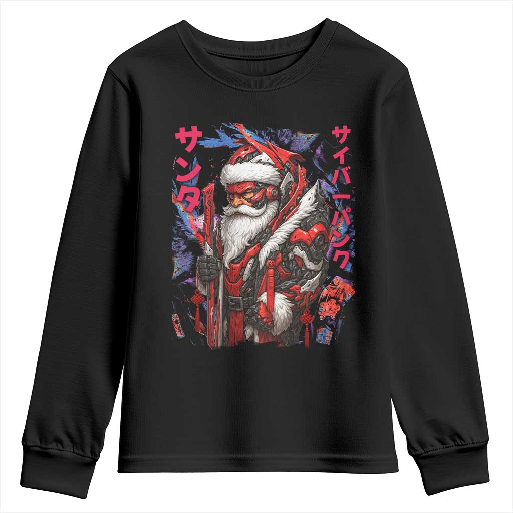 Christmas Cyberpunk Santa Youth Sweatshirt Japanese Xmas Techwear Manga Anime TS11 Black Print Your Wear