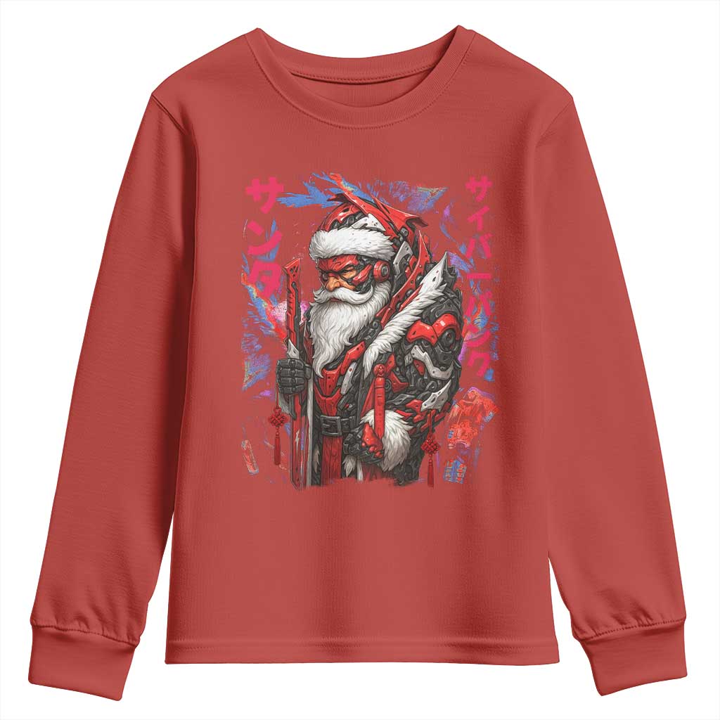 Christmas Cyberpunk Santa Youth Sweatshirt Japanese Xmas Techwear Manga Anime TS11 Red Print Your Wear