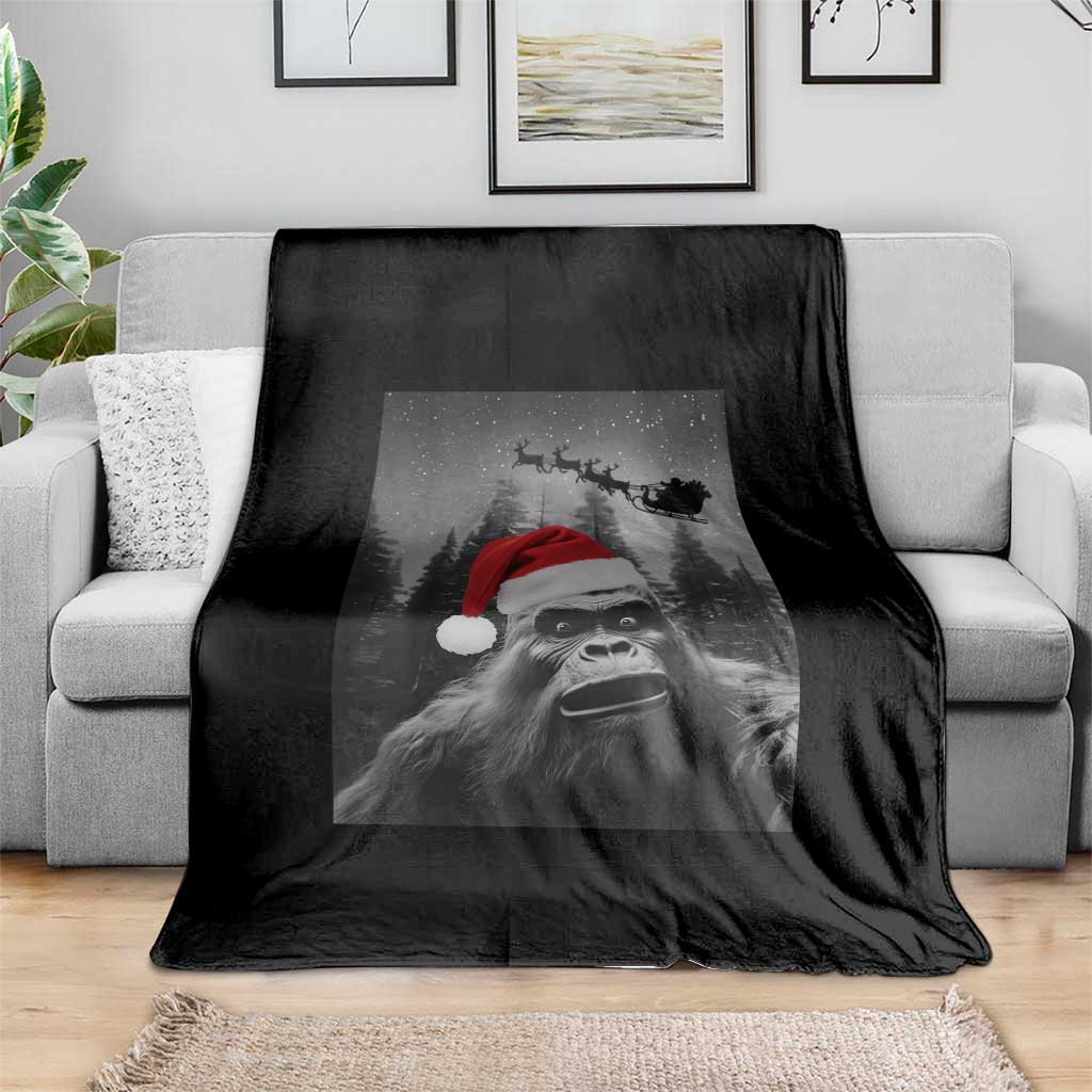 Funny Bigfoot Santas Sleigh Selfie Christmas Throw Blanket TS11 Print Your Wear