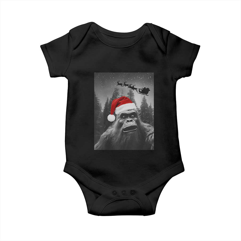 Funny Bigfoot Santas Sleigh Selfie Christmas Baby Onesie TS11 Black Print Your Wear