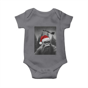 Funny Bigfoot Santas Sleigh Selfie Christmas Baby Onesie TS11 Charcoal Print Your Wear