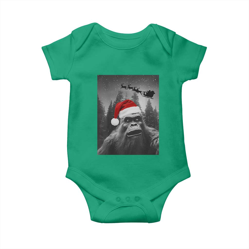 Funny Bigfoot Santas Sleigh Selfie Christmas Baby Onesie TS11 Irish Green Print Your Wear