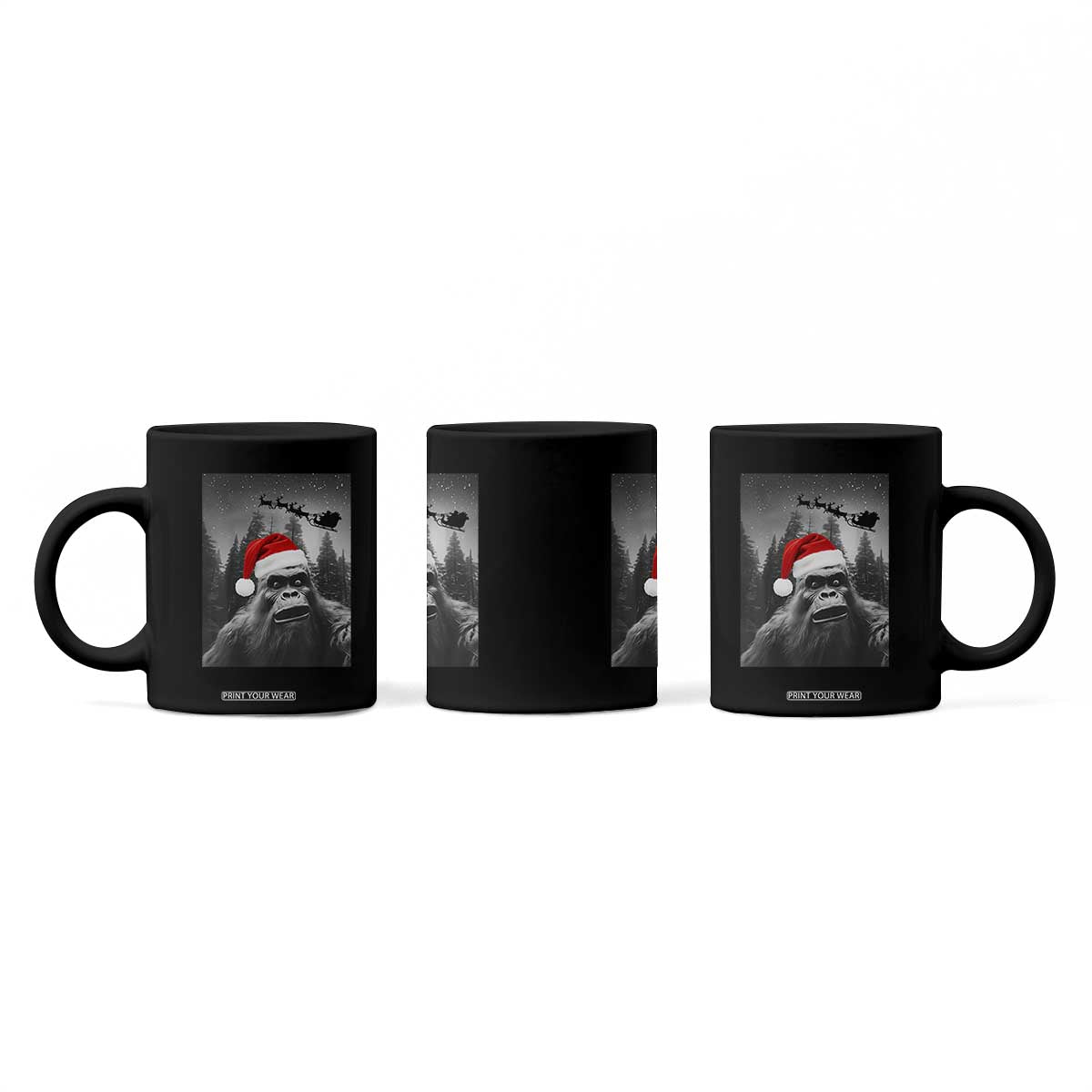 Funny Bigfoot Santas Sleigh Selfie Christmas Coffee Mug TS11 Print Your Wear