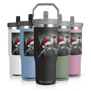 Funny Bigfoot Santas Sleigh Selfie Christmas Flip Straw Tumbler TS11 Print Your Wear