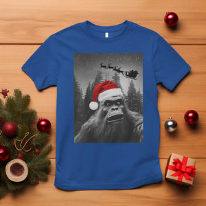 Funny Bigfoot Santas Sleigh Selfie Christmas T Shirt TS11 Royal Blue Print Your Wear