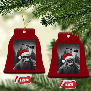 Funny Bigfoot Santas Sleigh Selfie Christmas Ceramic Ornament TS11 Print Your Wear