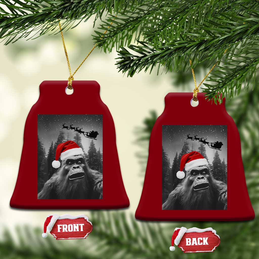 Funny Bigfoot Santas Sleigh Selfie Christmas Ceramic Ornament TS11 Print Your Wear