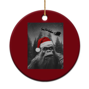 Funny Bigfoot Santas Sleigh Selfie Christmas Ceramic Ornament TS11 1pc Red Print Your Wear