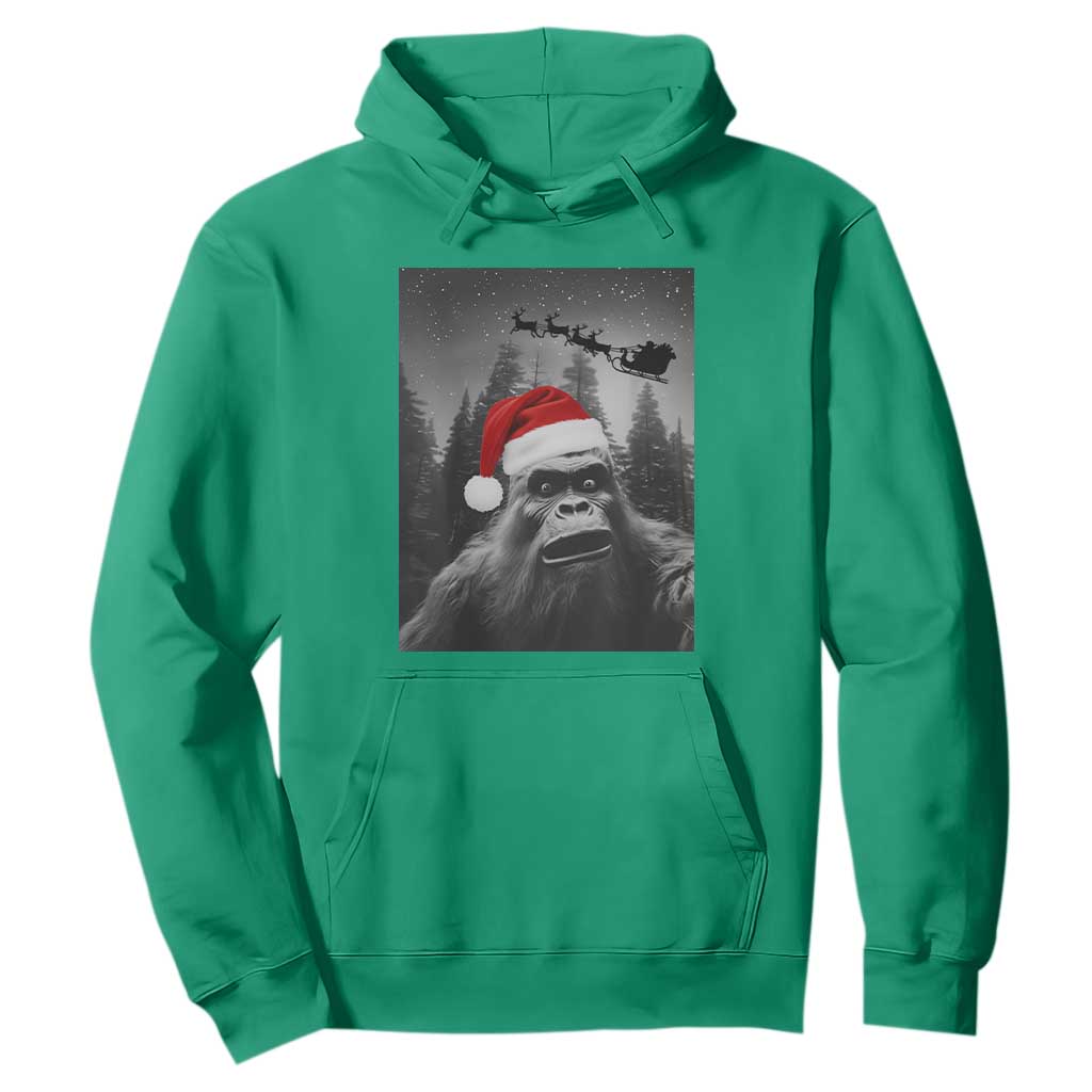 Funny Bigfoot Santas Sleigh Selfie Christmas Hoodie TS11 Irish Green Print Your Wear