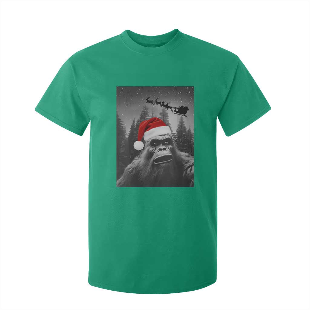 Funny Bigfoot Santas Sleigh Selfie Christmas T Shirt For Kid TS11 Irish Green Print Your Wear